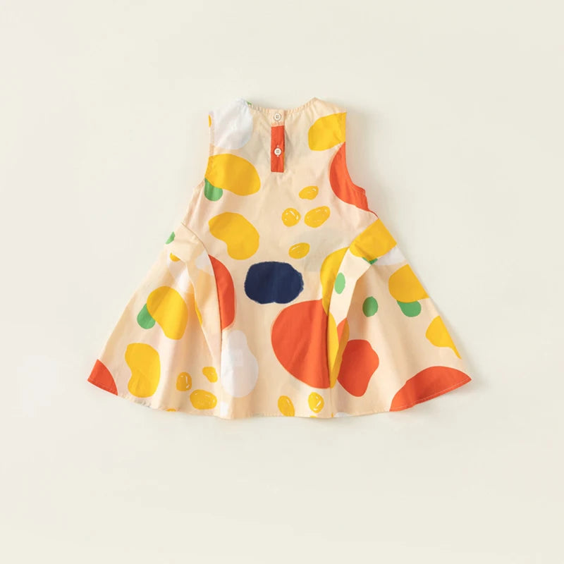 -キッズワンピース カラフルノースリーブAラインドレスワンピース 幾何学ビタミンカラー【mh0004858】 - mamahalo shop - ノースリーブワンピース -  べビー服 - 子供服 - 男の子 - 女の子