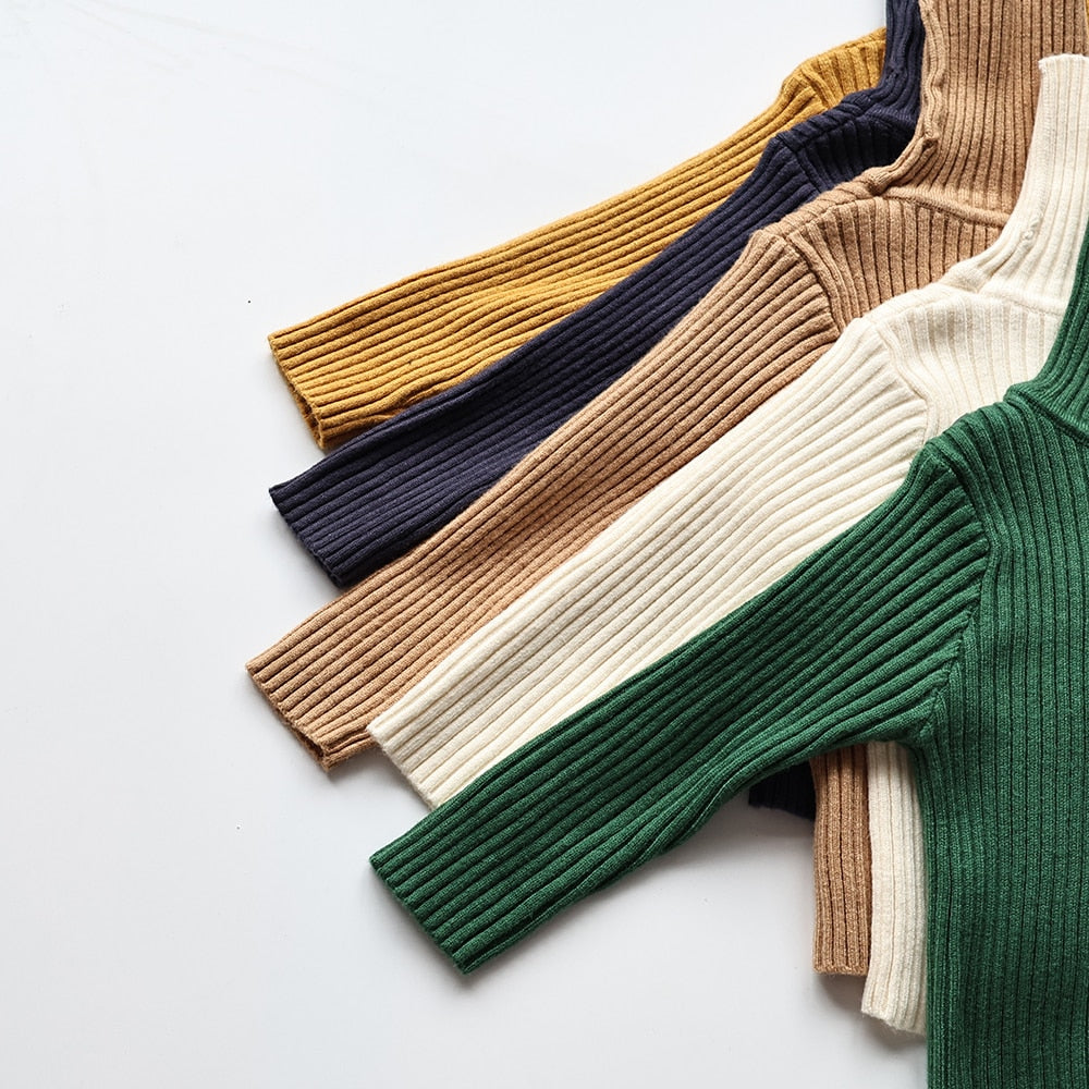 -キッズ服 タートルネック カットソー セーター ニット シンプル ベーシック 無地 5色 男の子【mh0002793】 - mamahalo shop - ニット・セーター -  べビー服 - 子供服 - 男の子 - 女の子