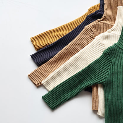 -キッズ服 タートルネック カットソー セーター ニット シンプル ベーシック 無地 5色 男の子【mh0002793】 - mamahalo shop - ニット・セーター -  べビー服 - 子供服 - 男の子 - 女の子