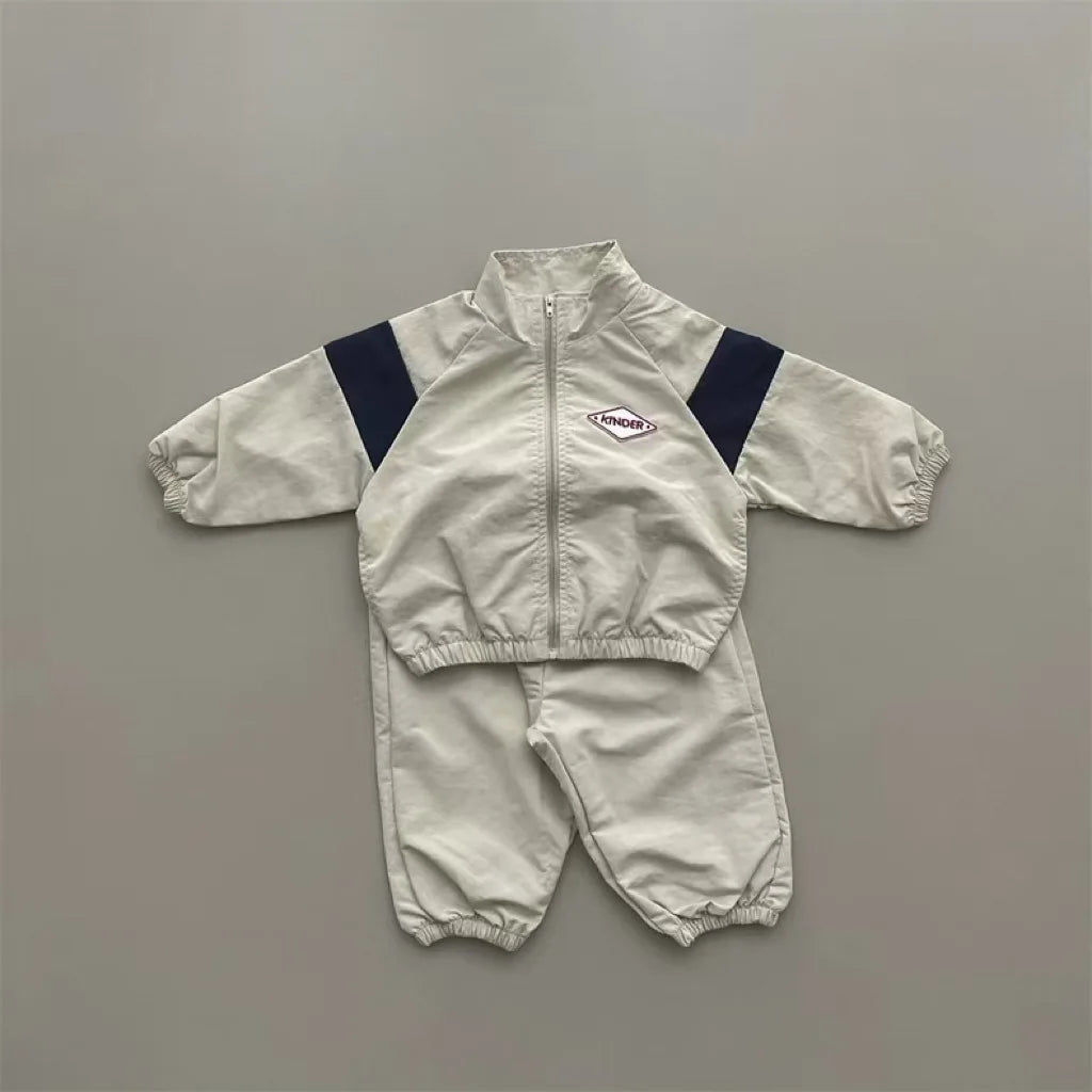 -キッズセットアップ 2点セット スタンドカラージッパーウィンドブレーカー+ロングパンツ スポーツセット3カラー - mamahalo shop - 長袖セットアップ -  べビー服 - 子供服 - 男の子 - 女の子