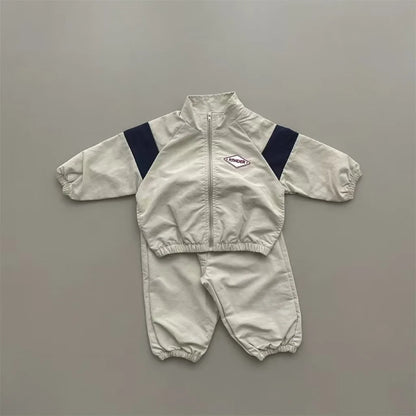 -キッズセットアップ 2点セット スタンドカラージッパーウィンドブレーカー+ロングパンツ スポーツセット3カラー - mamahalo shop - 長袖セットアップ -  べビー服 - 子供服 - 男の子 - 女の子