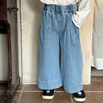 -キッズパンツ ソフトデニムルーズワイドバギーパンツ 2カラー【mh0006690】 - mamahalo shop - デニムパンツ -  べビー服 - 子供服 - 男の子 - 女の子