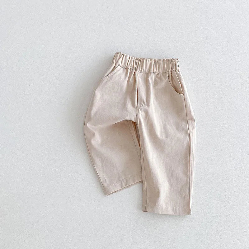 -キッズパンツ シンプルベーシック ストレートロングパンツ 2カラー【mh0006139】 - mamahalo shop - ロングパンツ・スウェットパンツ -  べビー服 - 子供服 - 男の子 - 女の子