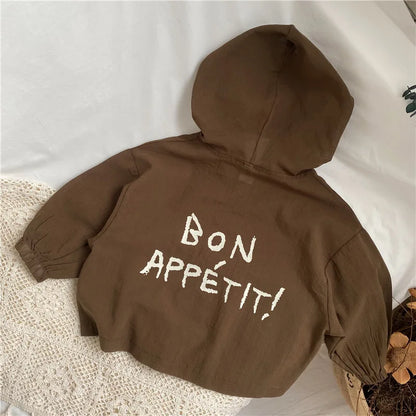 -キッズアウター サマーフーディジャケット カーディガン 日除け 冷房対策 バックロゴプリント 3カラー - mamahalo shop - ショートコート・ジャケット・ジャンパー -  べビー服 - 子供服 - 男の子 - 女の子