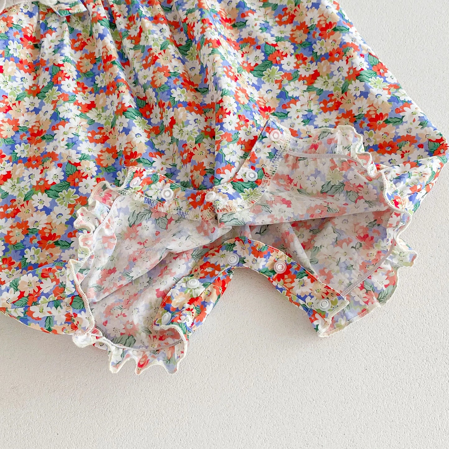 -ベビーロンパース ドッキング半袖ジャンプスーツ フラワー花柄プリント【mh0005372】 - mamahalo shop - 半袖ロンパース -  べビー服 - 子供服 - 男の子 - 女の子