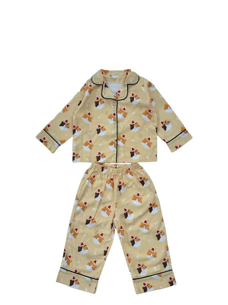 -キッズパジャマセット アニマルプリント長袖シャツ+ロングパンツ 5カラー【mh0007314】 - mamahalo shop - 長袖パジャマ -  べビー服 - 子供服 - 男の子 - 女の子