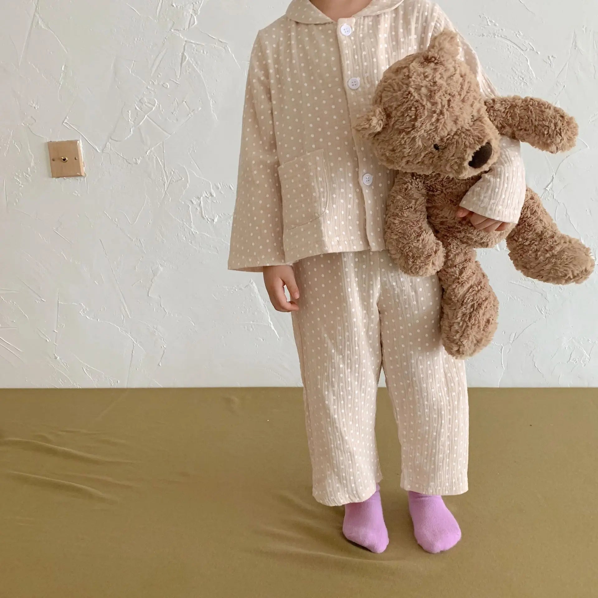 -キッズパジャマセット 長袖シャツ ロングパンツ 水玉ドットプリント 4カラー【mh0004073】 - mamahalo shop - 長袖セットアップ -  べビー服 - 子供服 - 男の子 - 女の子