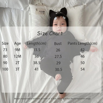 -ベビーコスチューム バットスーツ コウモリ ハロウィンコスチューム シャツ+パンツ+帽子 Halloween 👻【mh0006500】 - mamahalo shop - 長袖セットアップ -  べビー服 - 子供服 - 男の子 - 女の子