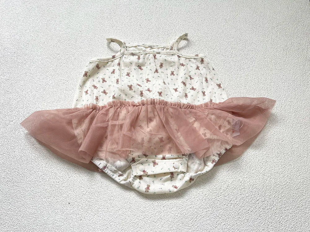 -ベビーロンパース キャミソール チュチュチュールスカートドッキングボディスーツ【mh0006533】 - mamahalo shop - ノースリーブロンパース -  べビー服 - 子供服 - 男の子 - 女の子