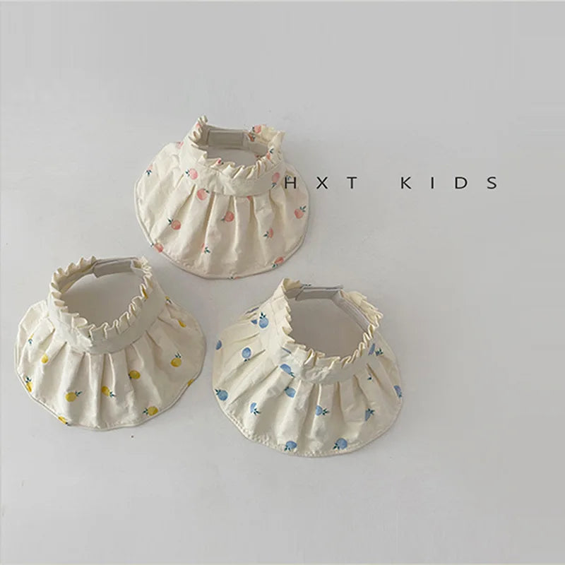 -ベビーキッズ帽子 サンバイザー フルーツ柄プリント フリル 日除け帽子 サマーハット【mh0005871】 - mamahalo shop - ベビー用帽子 -  べビー服 - 子供服 - 男の子 - 女の子
