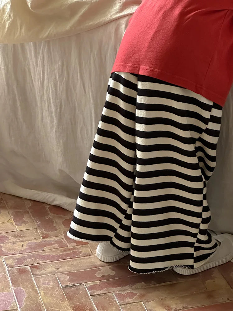 -キッズパンツ ボーダーワイドレッグルーズパンツ 3カラー - mamahalo shop - ロングパンツ・スウェットパンツ -  べビー服 - 子供服 - 男の子 - 女の子