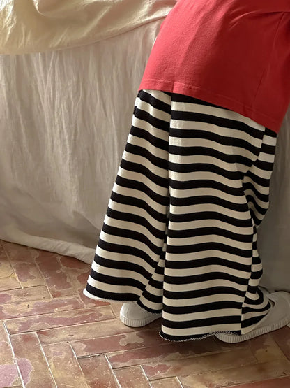 -キッズパンツ ボーダーワイドレッグルーズパンツ 3カラー - mamahalo shop - ロングパンツ・スウェットパンツ -  べビー服 - 子供服 - 男の子 - 女の子