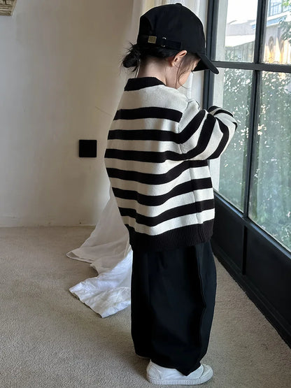 -キッズカーディガン ボーダー/無地チェリー刺繍ニットジャケット 2カラー - mamahalo shop - カーディガン・パーカー -  べビー服 - 子供服 - 男の子 - 女の子