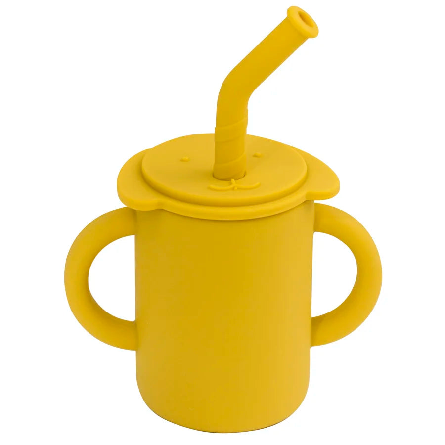 -☺︎ ベビーマグ ストローマグ ハンドル 持ち手付き 象エレファント シリコンカップ - mamahalo shop - ベビーキッズ食器 -  べビー服 - 子供服 - 男の子 - 女の子