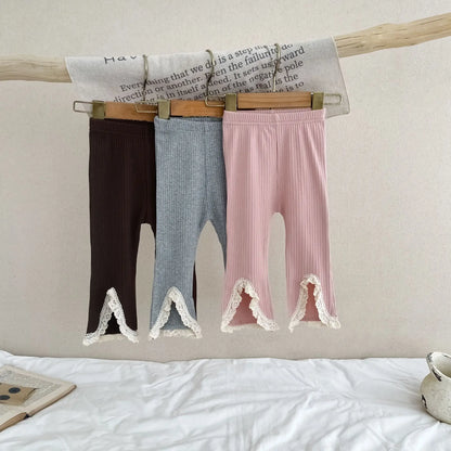 -ベビーパンツ フロントスリット レース フレア レギンスパンツ 3カラー【mh0006345】 - mamahalo shop - レギンスパンツ -  べビー服 - 子供服 - 男の子 - 女の子
