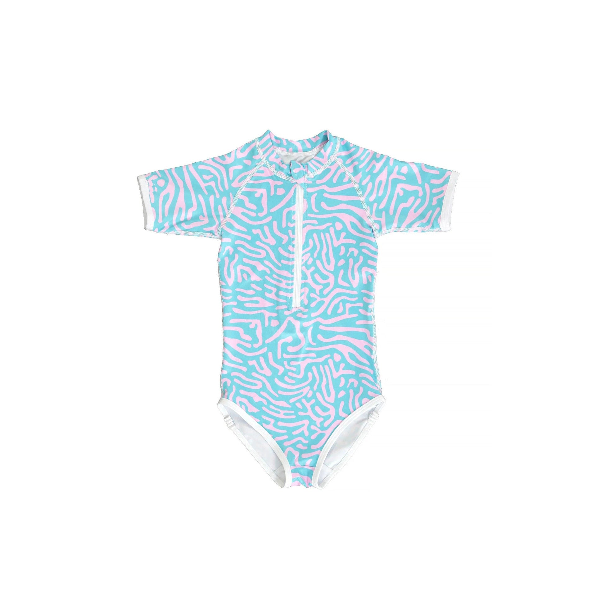 -キッズ 水着 半袖 つなぎ ラッシュガード ワンピース ガールズ シェル ボーダー アイスクリーム スイムウェア 6スタイル【mh0002228】 - mamahalo shop - ベビー用水着 -  べビー服 - 子供服 - 男の子 - 女の子