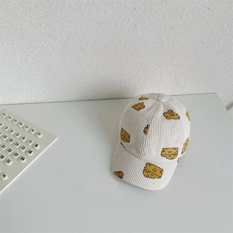 -キッズ帽子 キャップ バケットハット 野球帽 コーデュロイ チーズ/カラフルストライプ【mh0006330】 - mamahalo shop - ベビー用帽子 -  べビー服 - 子供服 - 男の子 - 女の子