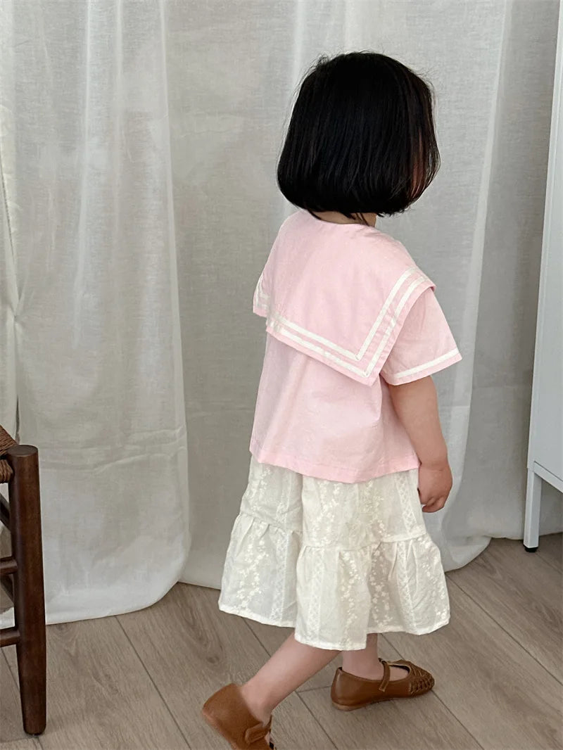 -キッズトップス ネイビーカラー 半袖シャツ ブラウス マリンスタイル 2カラー【mh0005926】 - mamahalo shop - 半袖シャツ・ブラウス -  べビー服 - 子供服 - 男の子 - 女の子