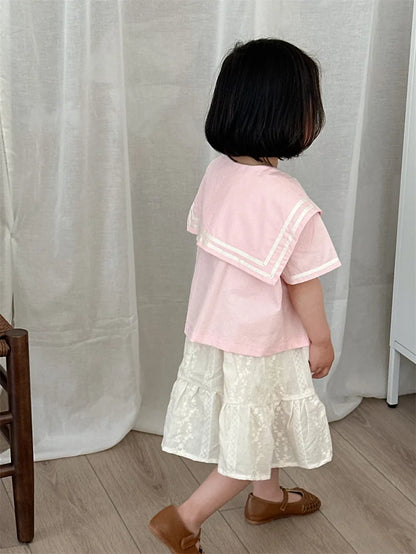 -キッズトップス ネイビーカラー 半袖シャツ ブラウス マリンスタイル 2カラー【mh0005926】 - mamahalo shop - 半袖シャツ・ブラウス -  べビー服 - 子供服 - 男の子 - 女の子