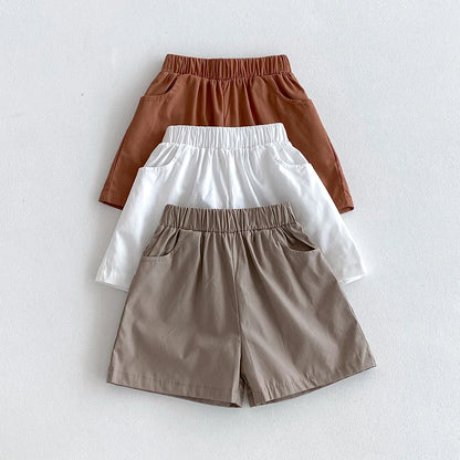 -ベビーキッズパンツ ルーズショートパンツ シンプルベーシック 3カラー【mh0006241】 - mamahalo shop - ハーフパンツ・ショートパンツ -  べビー服 - 子供服 - 男の子 - 女の子