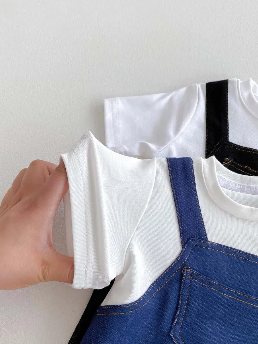 -ベビージャンプスーツ ドッキングオーバーオールロンパース 2カラー【mh0006273】 - mamahalo shop - 半袖ロンパース -  べビー服 - 子供服 - 男の子 - 女の子