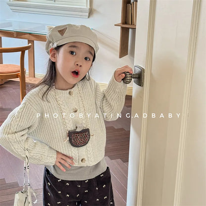 -キッズカーディガン ニット ルーズジャケット 2カラー - mamahalo shop - カーディガン・パーカー -  べビー服 - 子供服 - 男の子 - 女の子