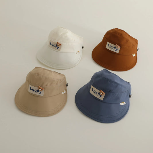 -キッズ帽子 サンバイザー 日除け ベアくまタグ サマーハット【mh0005584】 - mamahalo shop - ベビー用帽子 -  べビー服 - 子供服 - 男の子 - 女の子