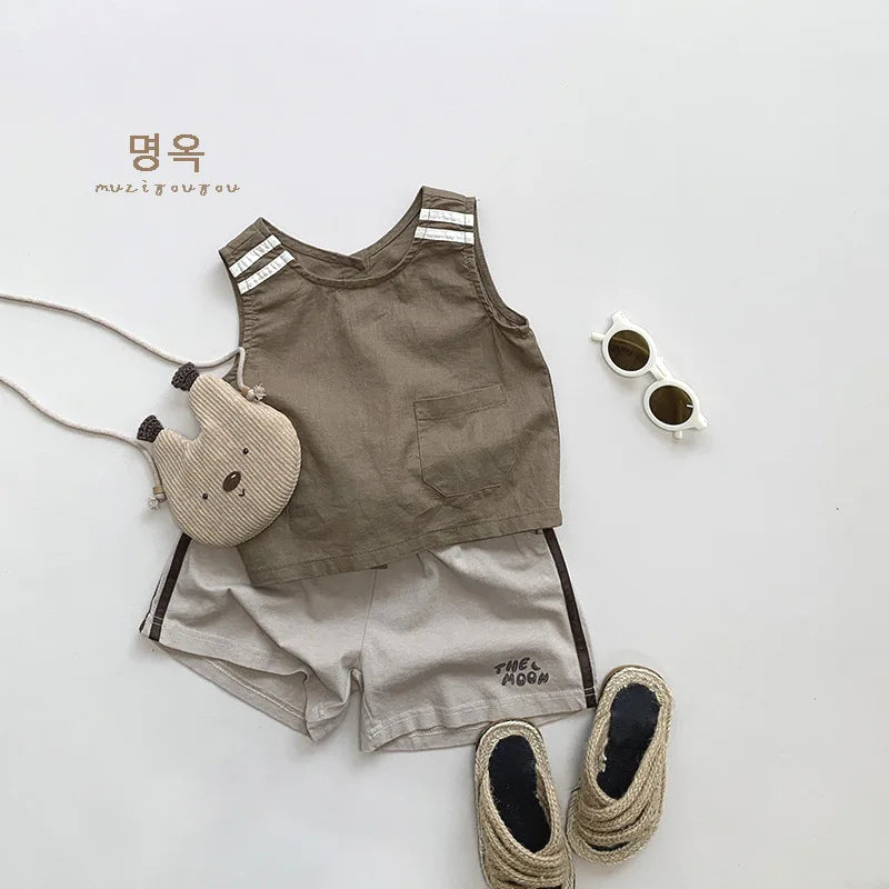 -キッズトップス ノースリーブシャツ シンプルペーシック 2カラー【mh0006327】 - mamahalo shop - タンクトップ・キャミソール・ノースリーブトップス -  べビー服 - 子供服 - 男の子 - 女の子