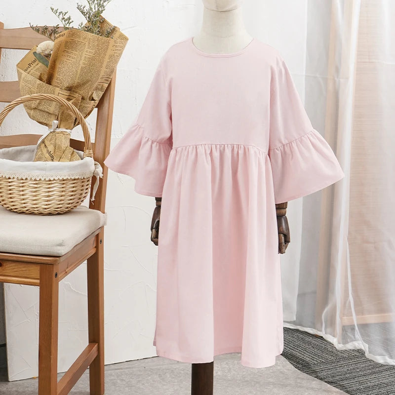 -キッズワンピース フレアスリーブ サマードレスワンピース ピンク【mh0006285】 - mamahalo shop - 半袖ワンピース -  べビー服 - 子供服 - 男の子 - 女の子