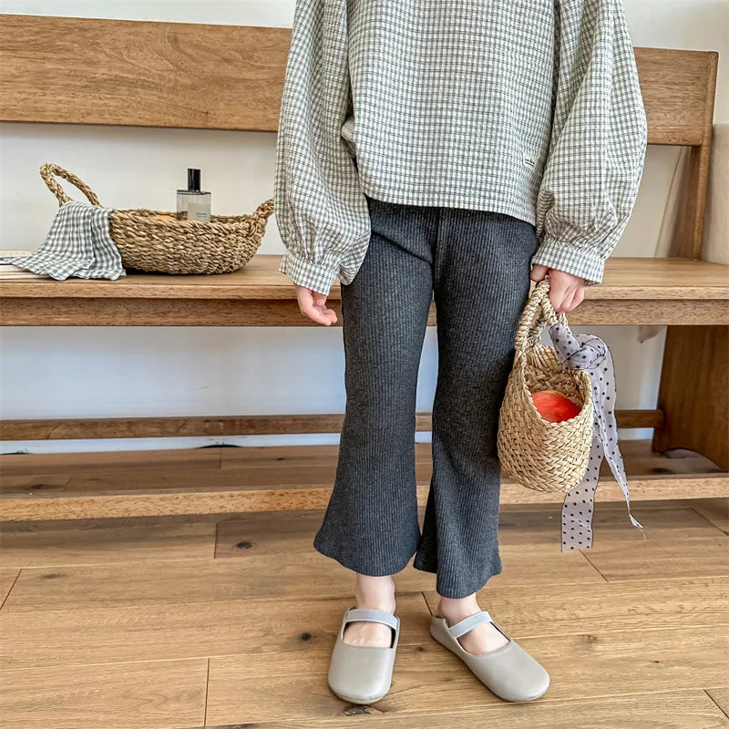 -キッズパンツ タグワンポイントフレアリブレギンスパンツ 3カラー - mamahalo shop - レギンスパンツ -  べビー服 - 子供服 - 男の子 - 女の子