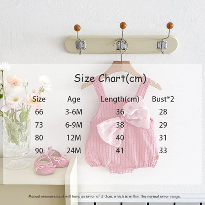 -ベビーロンパース キャミソールボディスーツ 水玉ドットリボン ピンク【mh0004896】 - mamahalo shop - ノースリーブロンパース -  べビー服 - 子供服 - 男の子 - 女の子