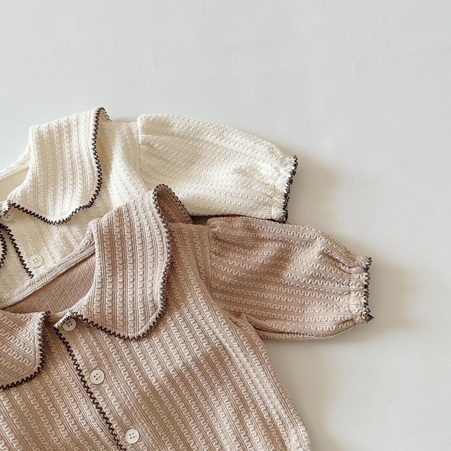 -ベビーカーディガン ビッグ襟 パフスリーブジャケット 2カラー - mamahalo shop - カーディガン・パーカー -  べビー服 - 子供服 - 男の子 - 女の子