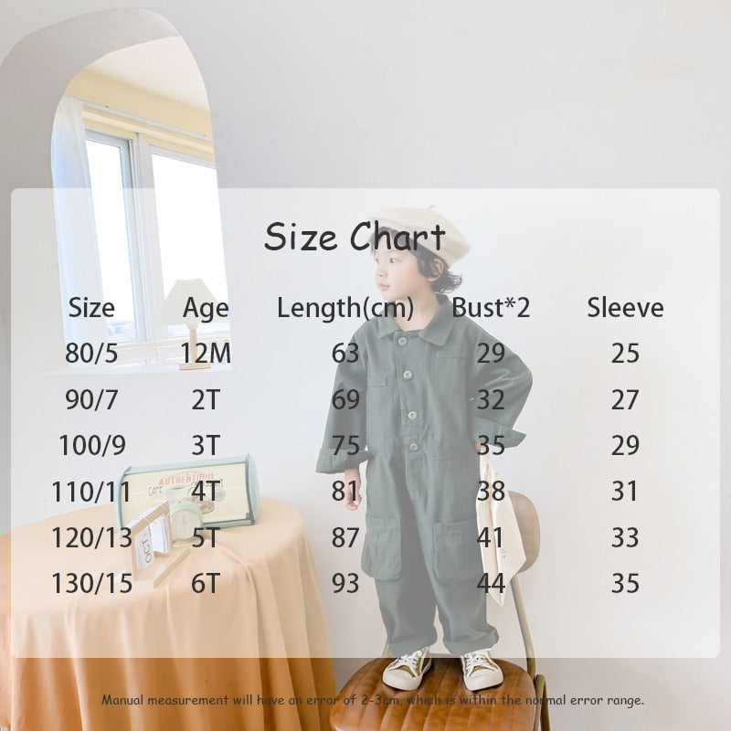 -キッズ 長袖 シャツ ジャンプスーツ オーバーオール つなぎ ブルーグレー グリーン ボーイズ - mamahalo shop - 長袖ジャンプスーツ -  べビー服 - 子供服 - 男の子 - 女の子