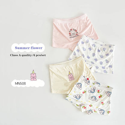 -キッズショーツ 女の子下着 ガールズパンツ アンダーウェア 4枚セット ピンクうさぎ ボクサーブリーフ【mh0005805】 - mamahalo shop - 幼児用下着 -  べビー服 - 子供服 - 男の子 - 女の子