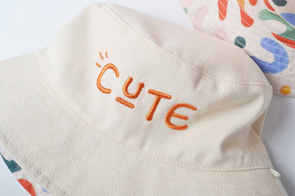 -ベビー キッズ 幾何学 カラフル 刺繍 ロゴ リバーシブル バケットハット 帽子 ボーイズ【mh0002126】 - mamahalo shop - ベビー用帽子 -  べビー服 - 子供服 - 男の子 - 女の子