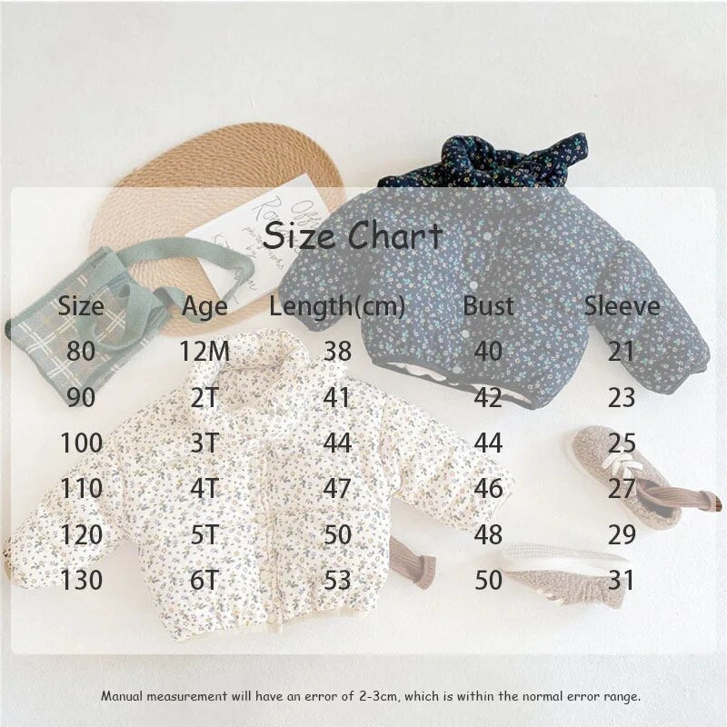 -キッズアウター コート フラワー 花柄プリント マフラードッキングジャケット 裏ボア ブルー ベージュ 2カラー ガールズ 女の子 子供服 - mamahalo shop - ショートコート・ジャケット・ジャンパー -  べビー服 - 子供服 - 男の子 - 女の子