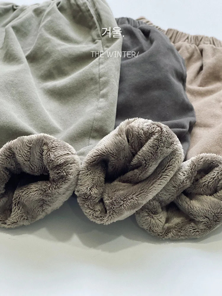 -キッズパンツ 裏ファーフリース ルーズパンツ シンプル ベーシック 無地 3カラー ボーイズ 男の子 子供服 - mamahalo shop - ロングパンツ・スウェットパンツ -  べビー服 - 子供服 - 男の子 - 女の子