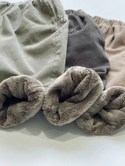 -キッズパンツ 裏ファーフリース ルーズパンツ シンプル ベーシック 無地 3カラー ボーイズ 男の子 子供服 - mamahalo shop - ロングパンツ・スウェットパンツ -  べビー服 - 子供服 - 男の子 - 女の子