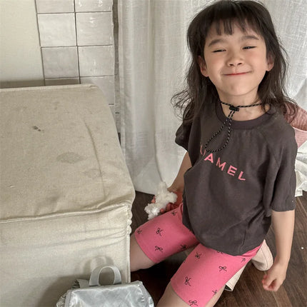 キッズトップス 半袖プリントTシャツ CARAMEL レターロゴ 2カラー - mamahalo shop - 半袖Tシャツ -  べビー服 - 子供服 - 男の子 - 女の子