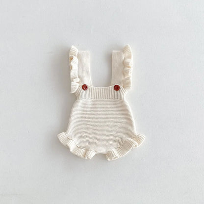 -ベビーパンツ フリルサスペンダーショルダーニットサロペットパンツ 3カラー - mamahalo shop - サロペットパンツ・サスペンダーパンツ -  べビー服 - 子供服 - 男の子 - 女の子