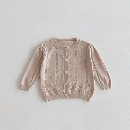 -キッズカーディガン レースニットジャケット サマーカーディガン 薄手 クーラー冷房対策 3カラー【mh0005498】 - mamahalo shop - カーディガン・パーカー -  べビー服 - 子供服 - 男の子 - 女の子