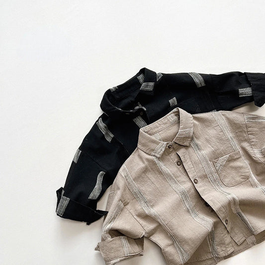 -キッズトップス 長袖シャツ 幾何学 ストライプ 2カラー - mamahalo shop - 長袖シャツ・ブラウス -  べビー服 - 子供服 - 男の子 - 女の子