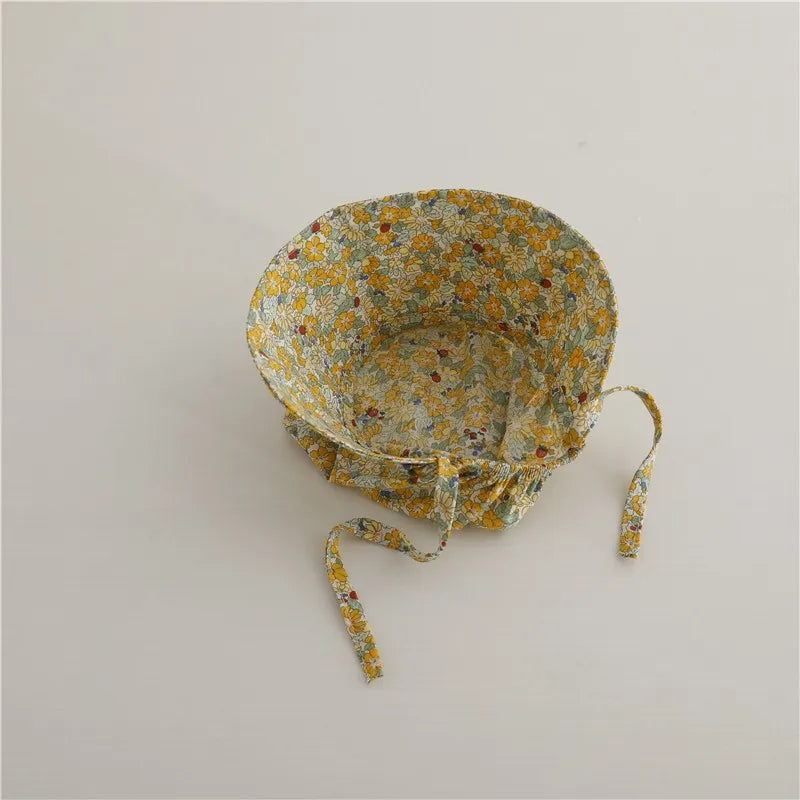 -ベビー帽子 つば広ボンネット サマーハット フラワー花柄プリント【mh0004989】 - mamahalo shop - ベビー用帽子 -  べビー服 - 子供服 - 男の子 - 女の子