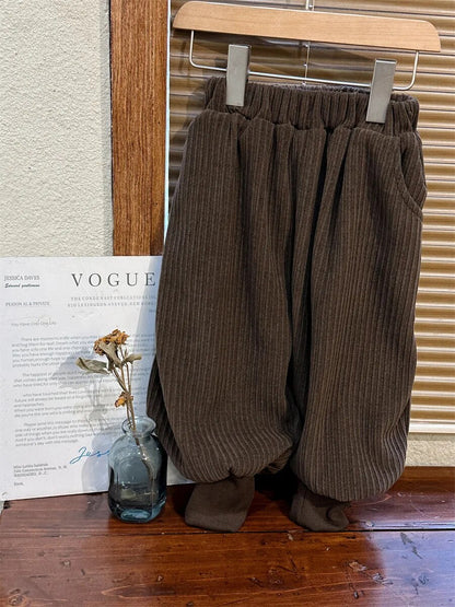 -キッズパンツ コーデュロイジョガーパンツ カーキ ブラック コーヒー 3カラー ボーイズ 男の子 子供服 - mamahalo shop - ロングパンツ・スウェットパンツ -  べビー服 - 子供服 - 男の子 - 女の子