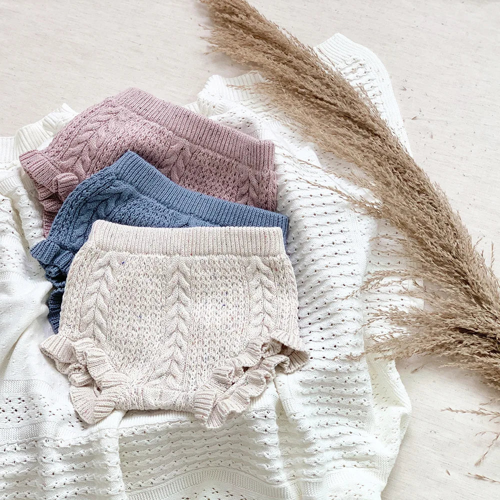 -ベビーキッズブルマ ニットフリルブルマパンツ 3カラー - mamahalo shop - ブルマパンツ -  べビー服 - 子供服 - 男の子 - 女の子