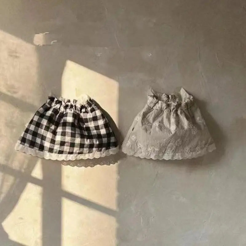 -ベビースカート レース チェック フラワー刺繍 Aラインスカート 2カラー【mh0006381】 - mamahalo shop - スカート -  べビー服 - 子供服 - 男の子 - 女の子