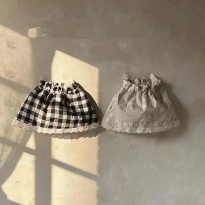 -ベビースカート レース チェック フラワー刺繍 Aラインスカート 2カラー【mh0006381】 - mamahalo shop - スカート -  べビー服 - 子供服 - 男の子 - 女の子
