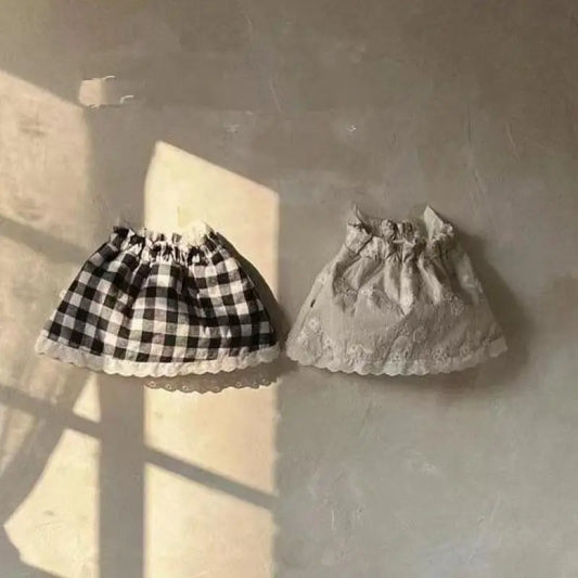 -ベビースカート レース チェック フラワー刺繍 Aラインスカート 2カラー【mh0006381】 - mamahalo shop - スカート -  べビー服 - 子供服 - 男の子 - 女の子