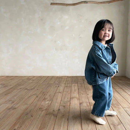 -ベビーパンツ デニムパンツ シンプルベーシック ジーンズ ジーパン 2カラー - mamahalo shop - デニムパンツ -  べビー服 - 子供服 - 男の子 - 女の子