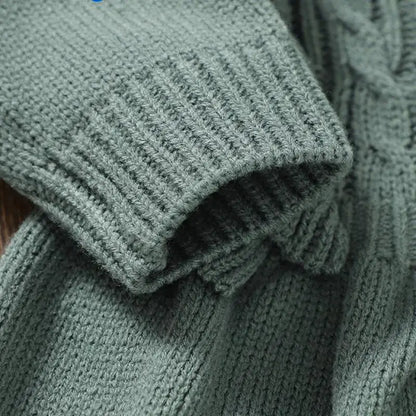 -ベビーワンピース ショルダーフリルニット長袖ワンピース グリーン - mamahalo shop - 長袖ワンピース -  べビー服 - 子供服 - 男の子 - 女の子